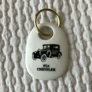 Vintage Royal Doulton Chrysler 1924 automobile keychain, bone china ceramic